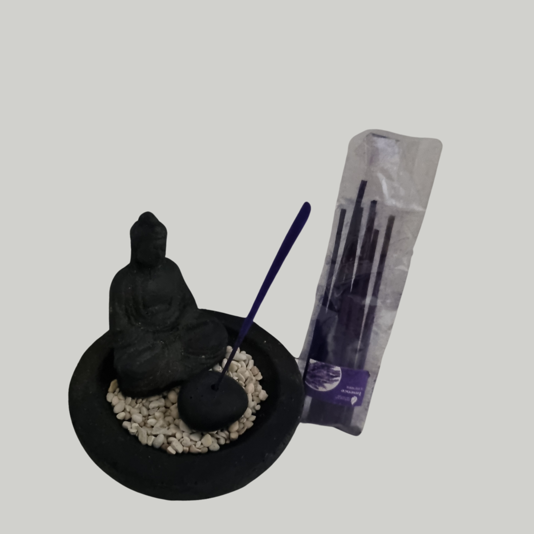 Buddha Stone Carved Incense Holder Set – Azure Decor