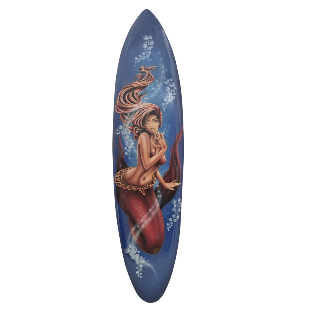 Surfboard Mermaid Wall Art – Ocean Theme Beach Home Decor