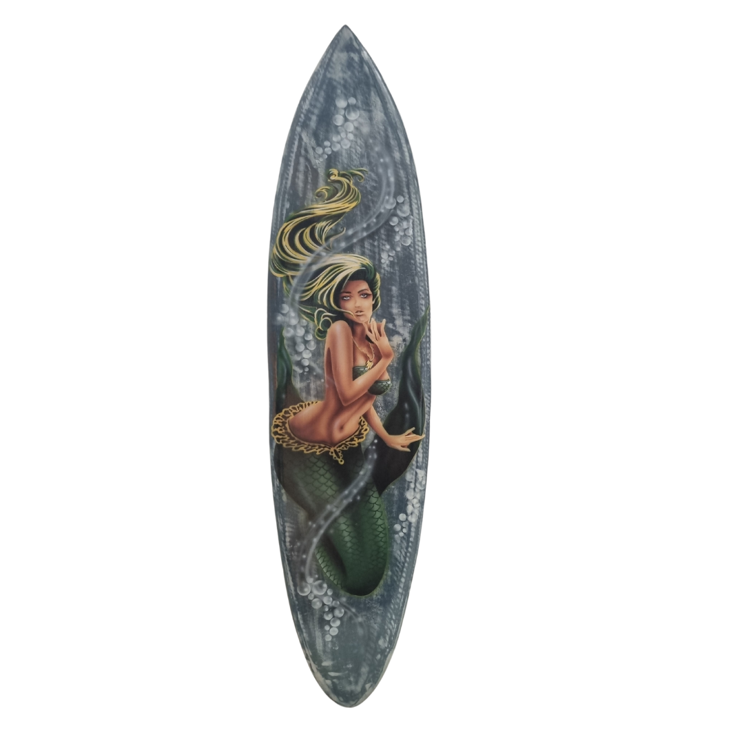 Surfboard Mermaid Wall Art – Ocean Theme Beach Home Decor