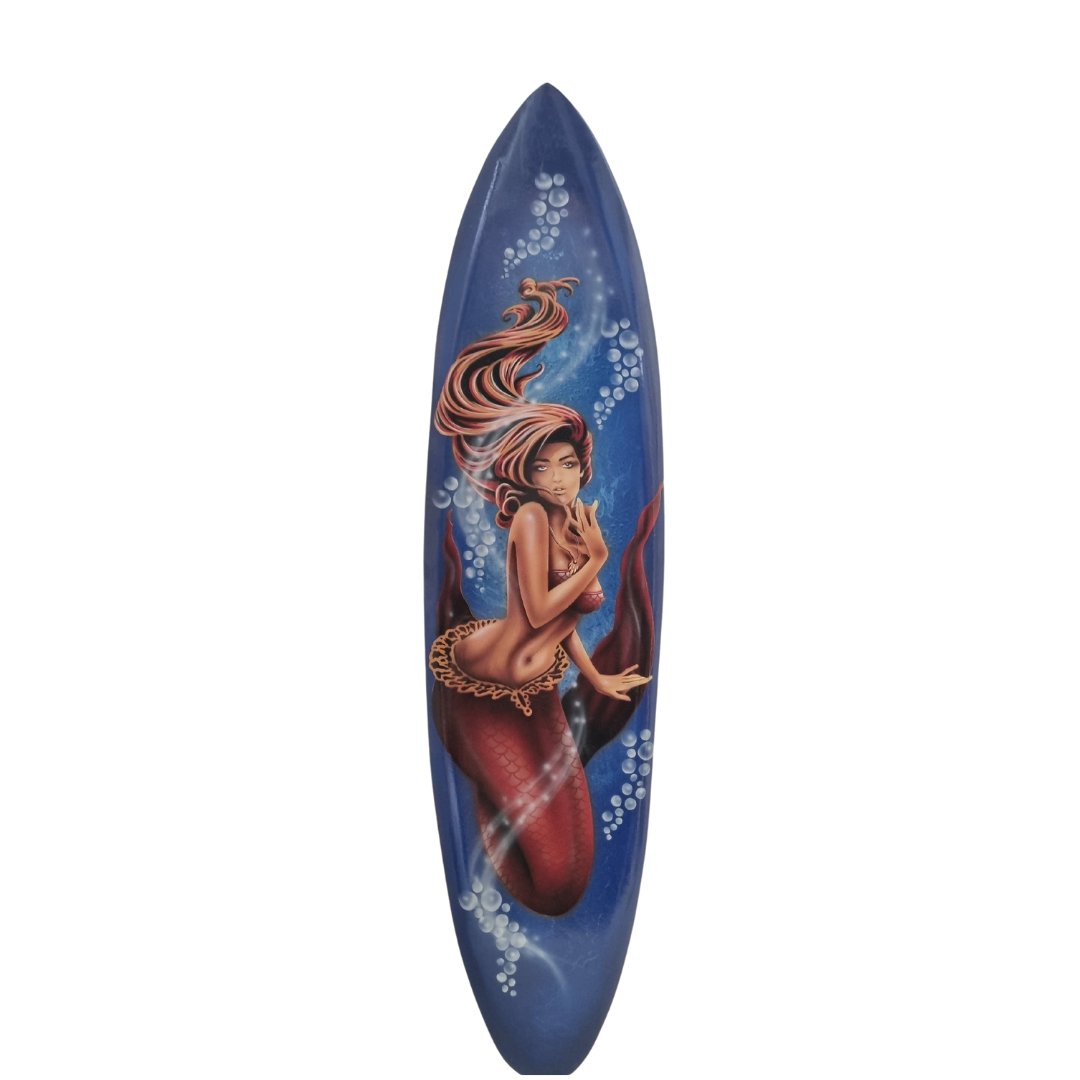 Surfboard Mermaid Wall Art – Ocean Theme Beach Home Decor
