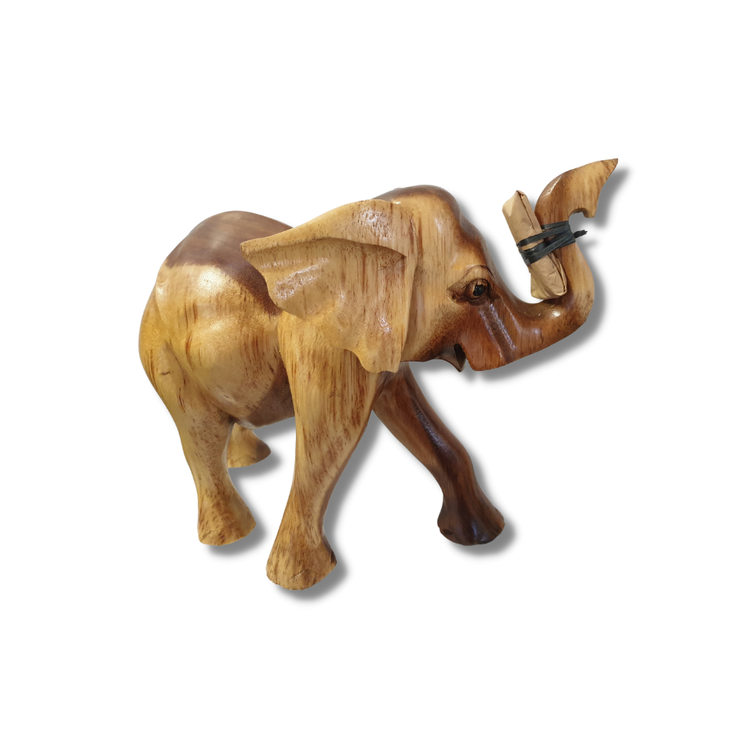 Majestic Elephant Wooden Carving - Azure Decor