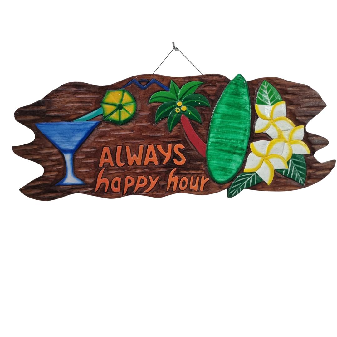 Tiki Bar Decorative Wall Art style set on a white wall 