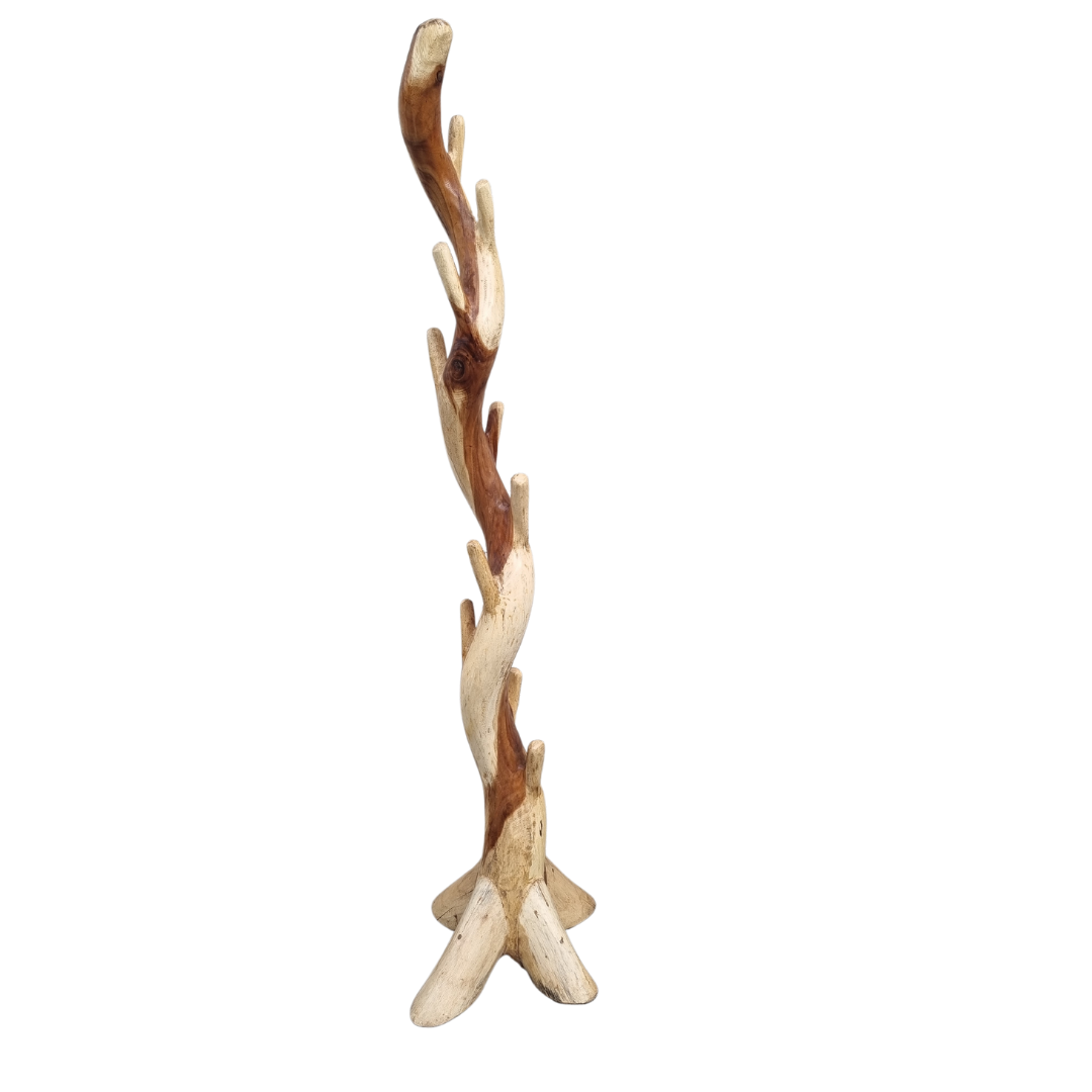 two toned wooden hat stand large design, on a white background