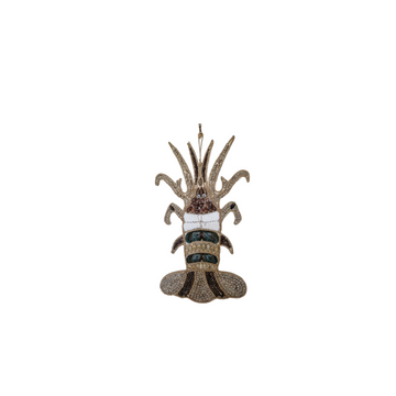 Tropical Lobster Shell Wall Decor — Handcrafted Natural Shell Art set on a white wall