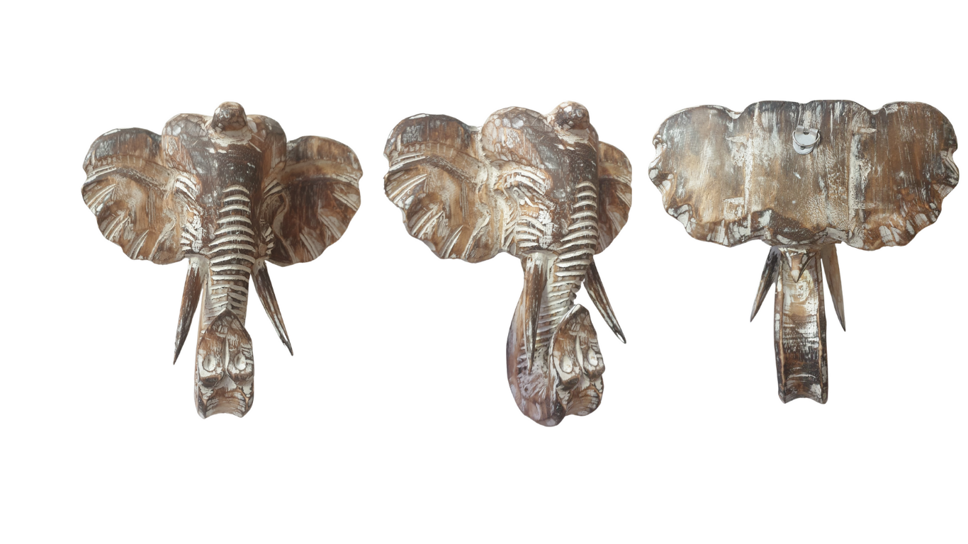 Elephant Head Wall Art Brown Wash