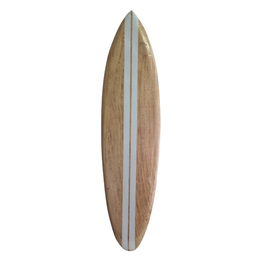wooden art with verticle stripes.