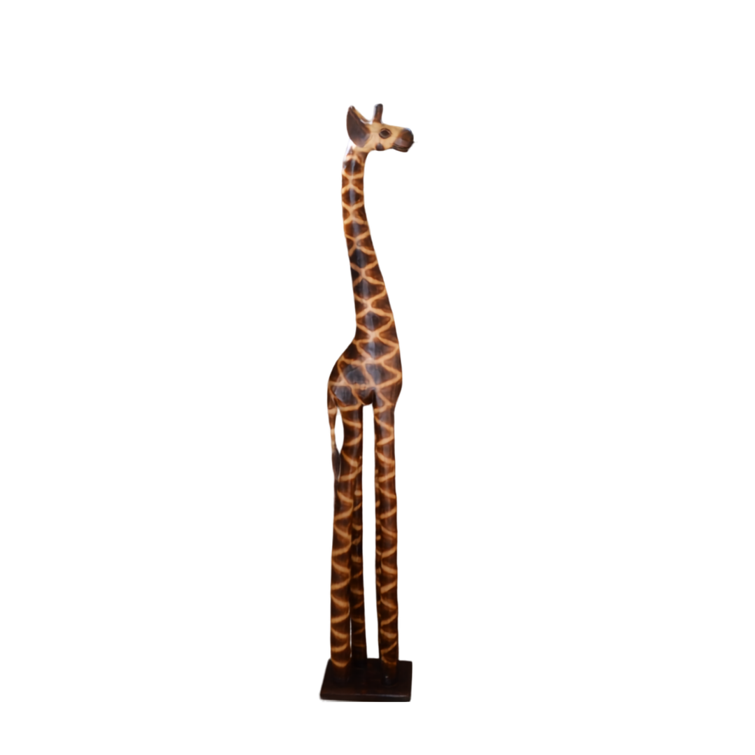 wooden statue with a handcrafted finish on a white background