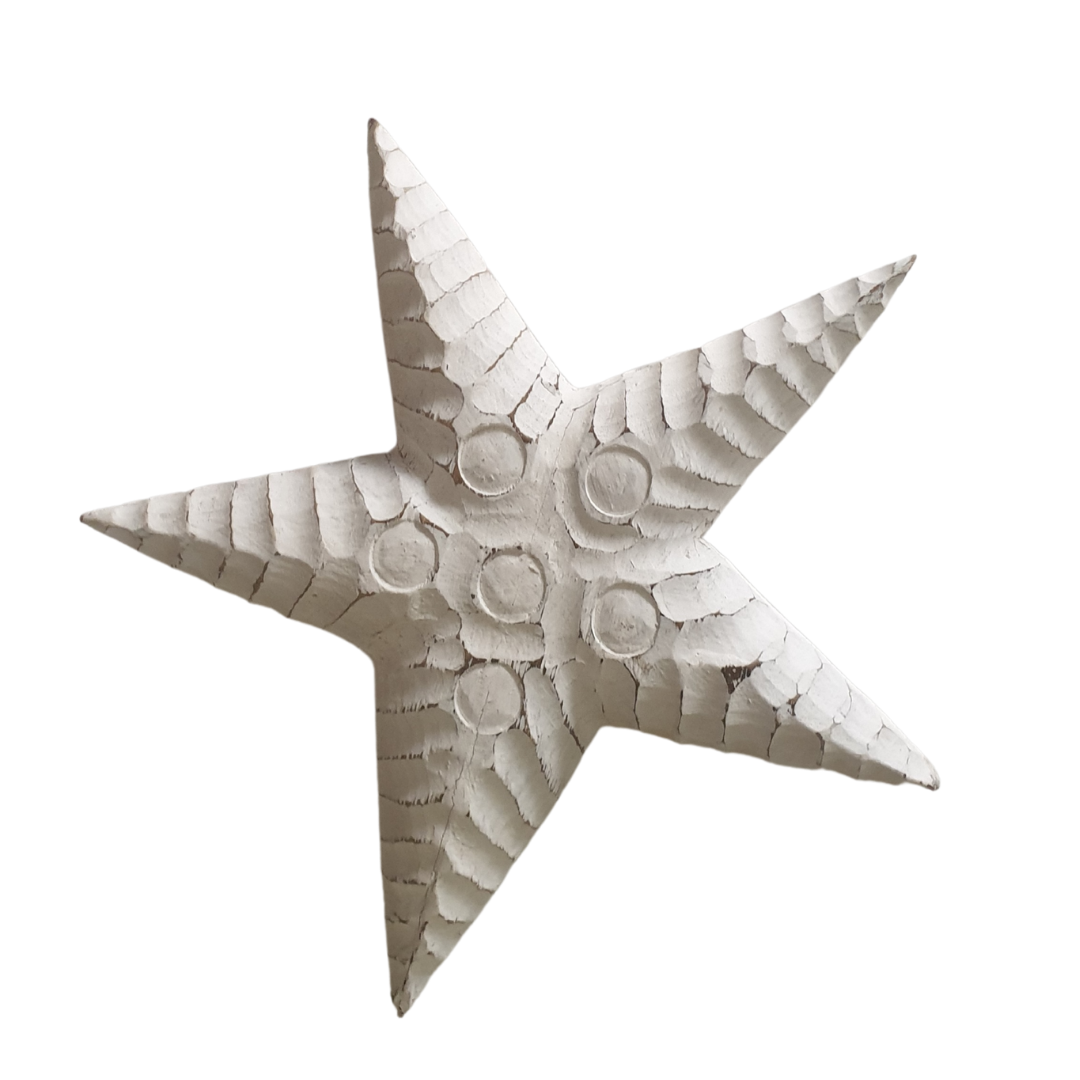 Decorative star wall art with a textured pattern on a white background