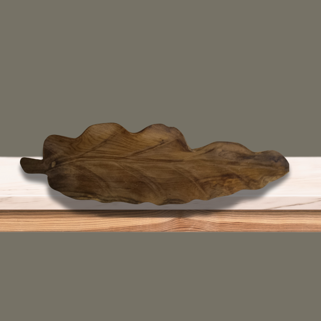 Wooden Tray Leaf Design