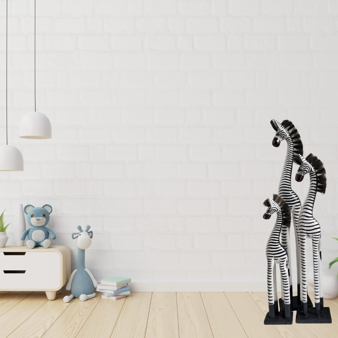 Zebra Statues Wooden Carving