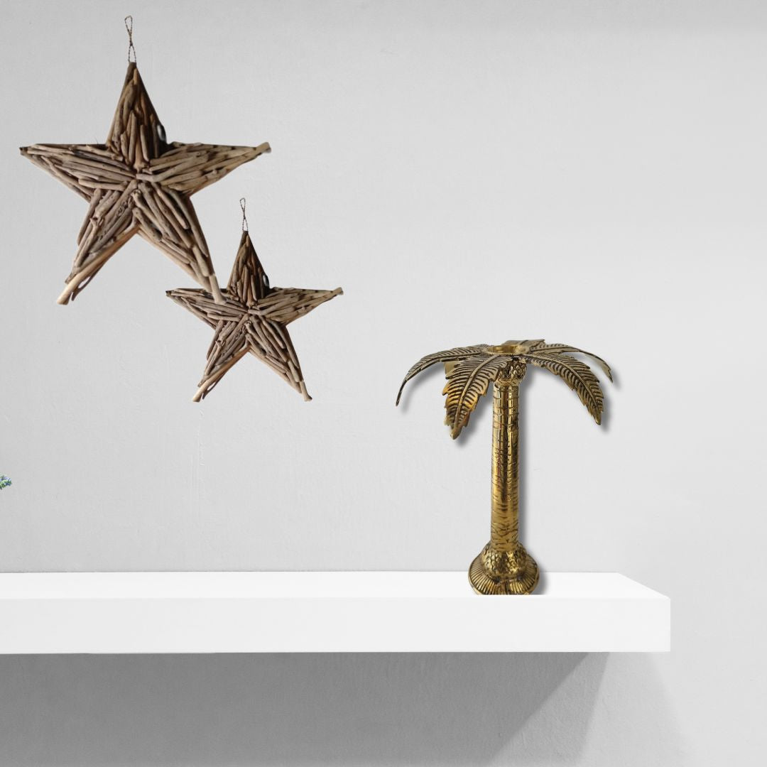 Palm Tree Brass Candle Holders