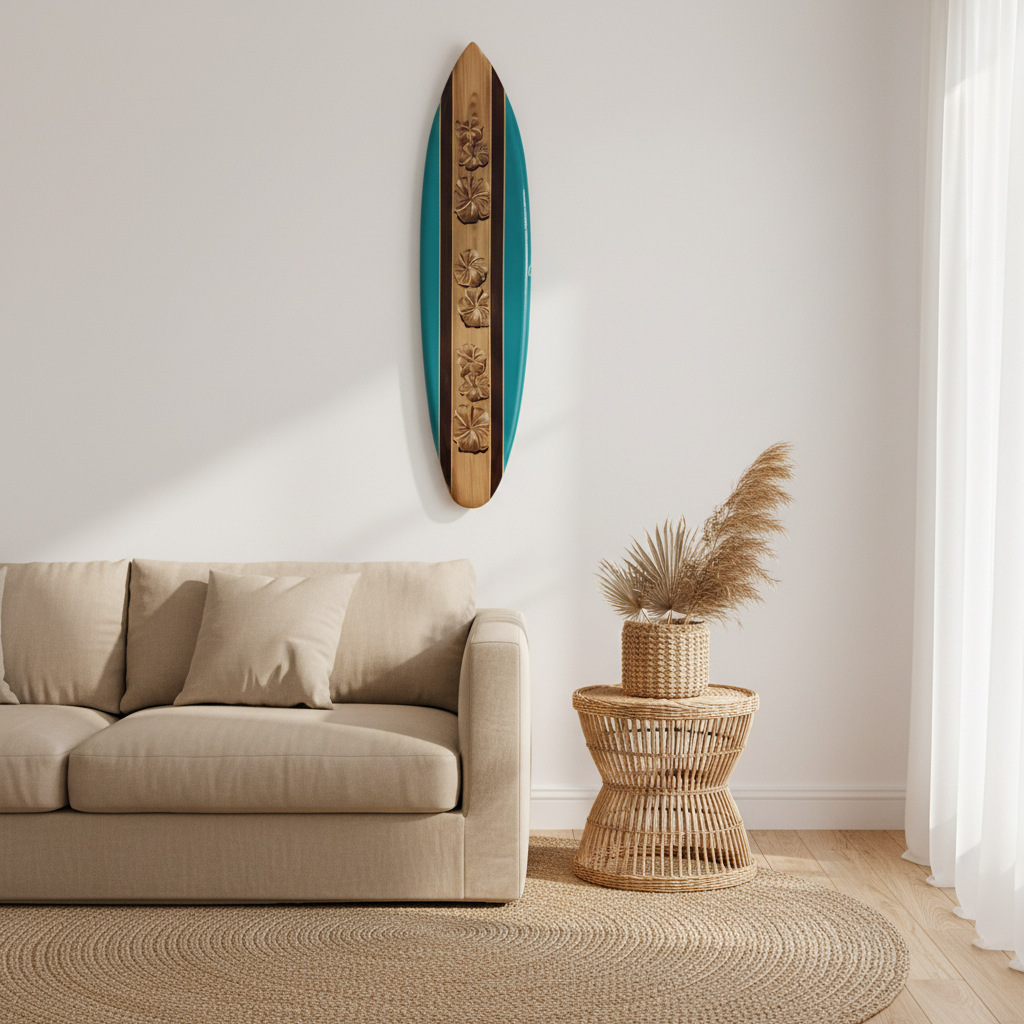 wooden wall art set on a neutral style home wall lounge and side table 