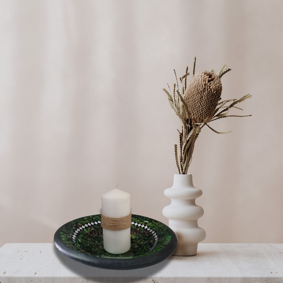 Handcrafted Mosaic Bowls – Coastal-Inspired Colour Range Rustic Green Melody