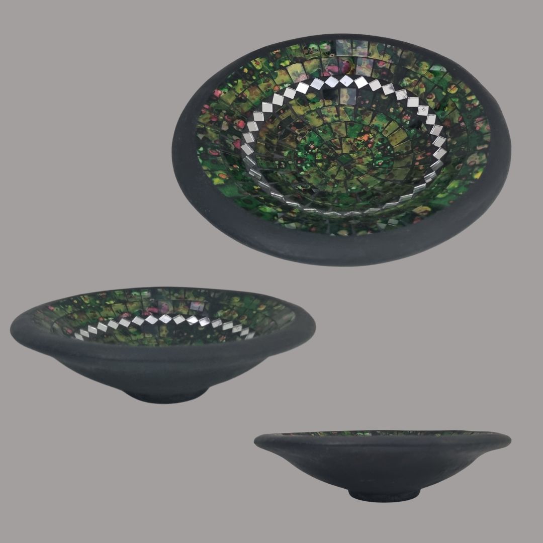 Handcrafted Mosaic Bowls – Coastal-Inspired Colour Range Rustic Green Melody