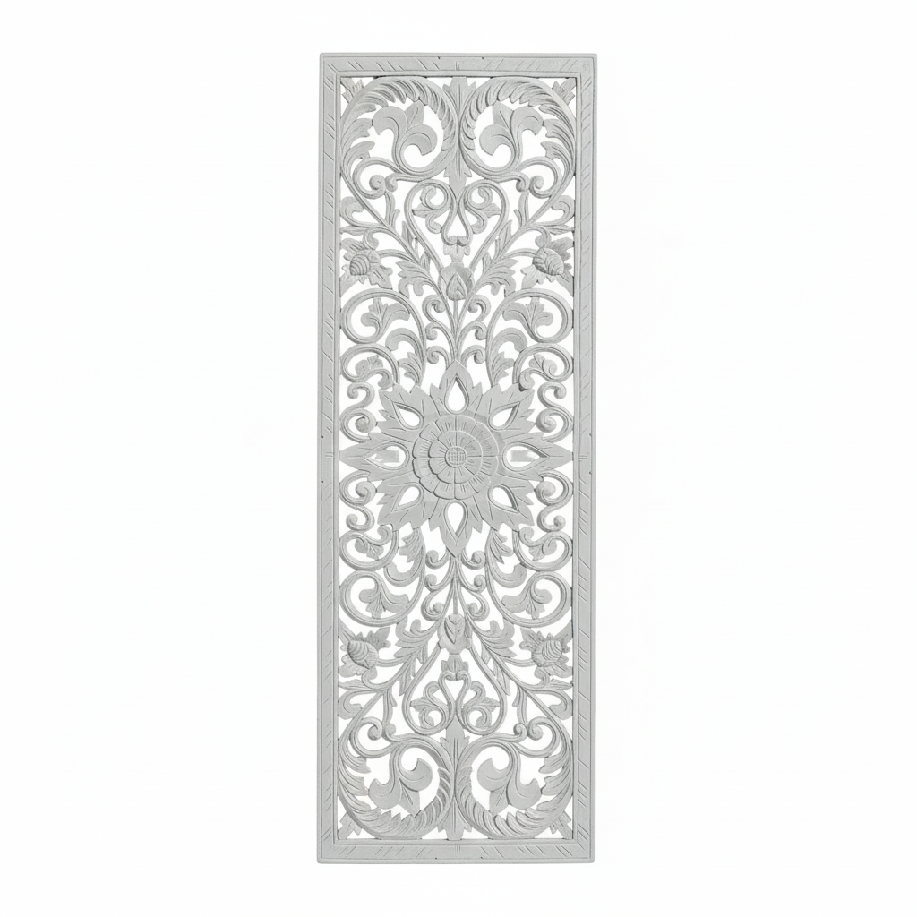 white wall art set on a white background