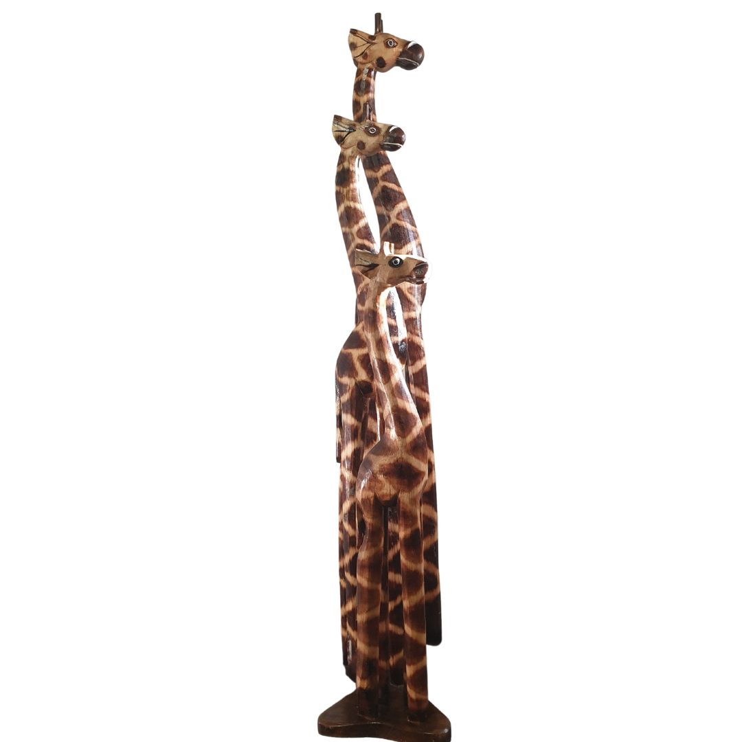 decoative wooden giraffe statues sets of 3 small medium and large 