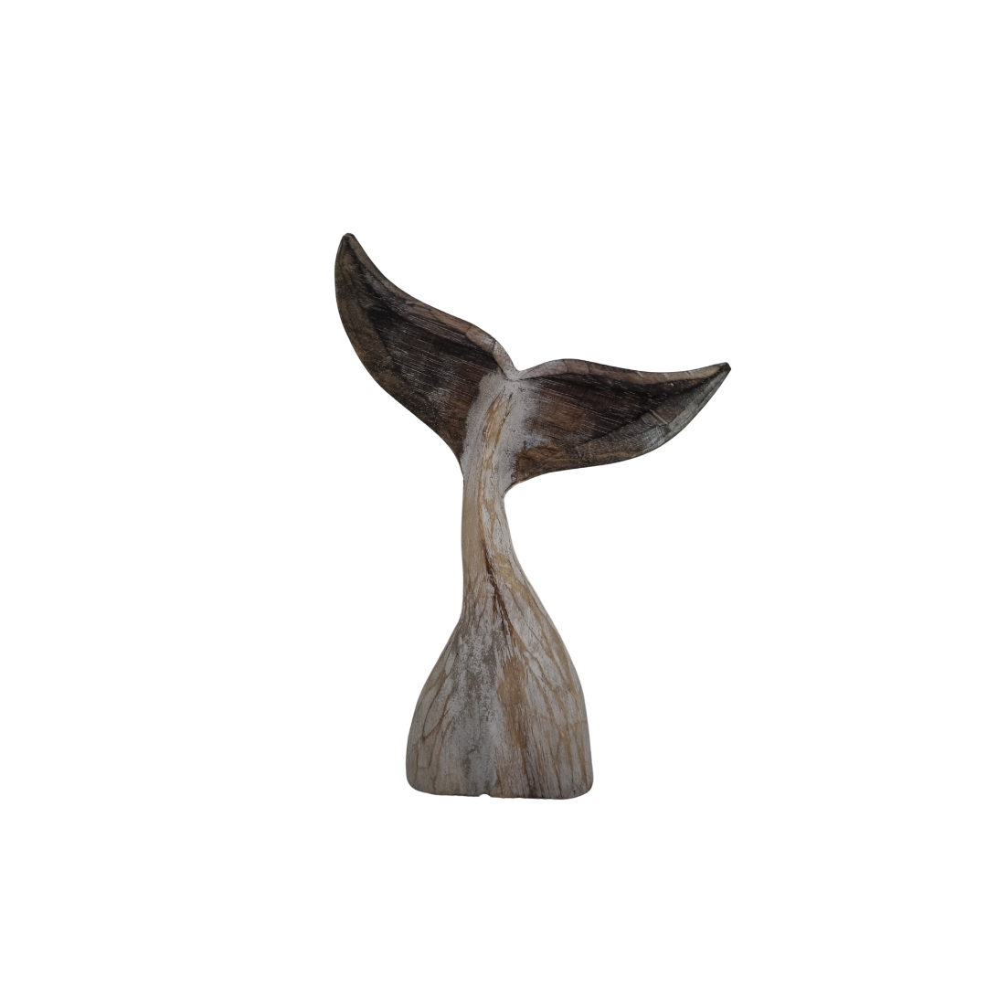 whale tail brown wash finish on a white back ground
