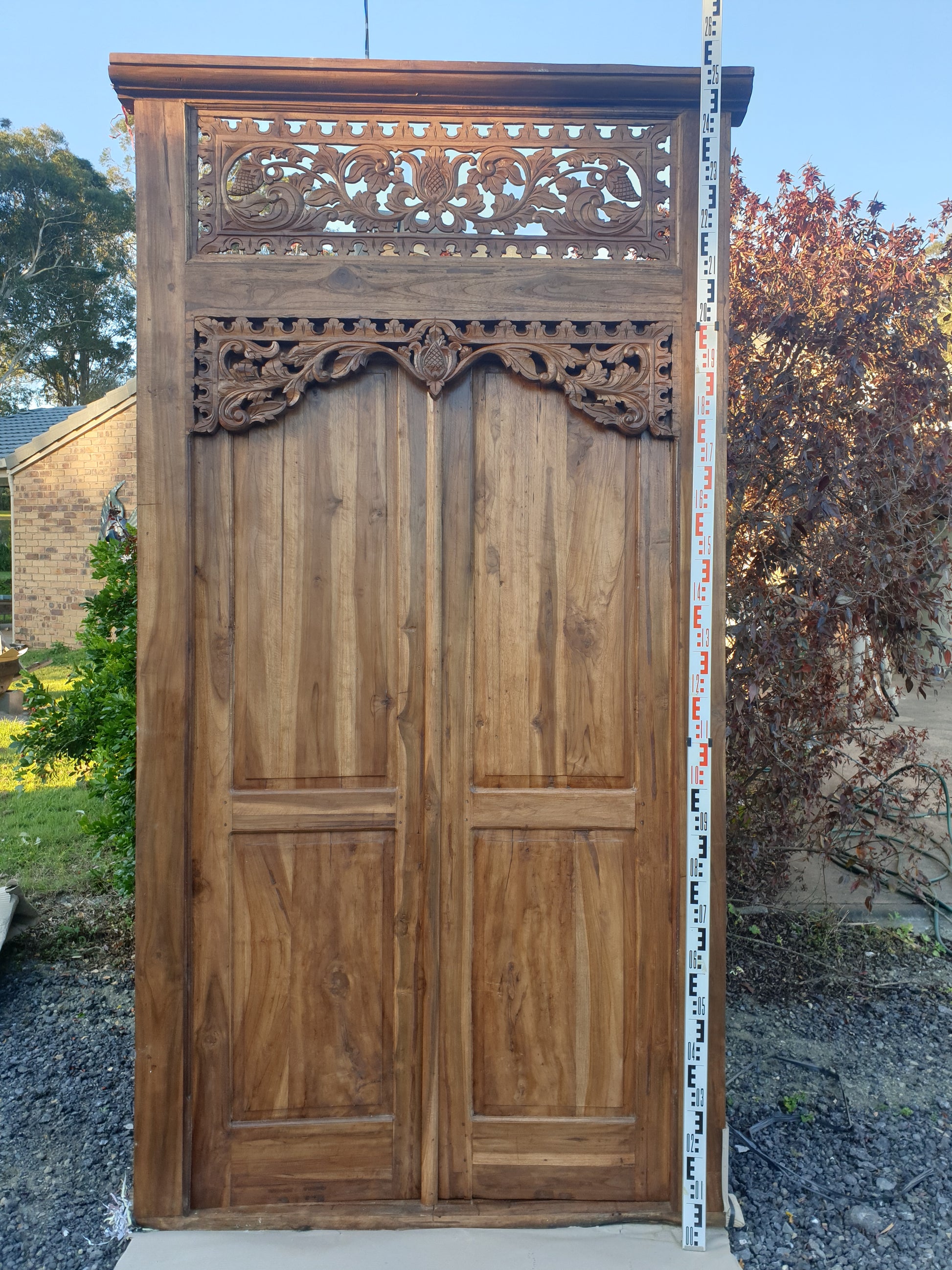 door set outside with a large ruler setting the size 