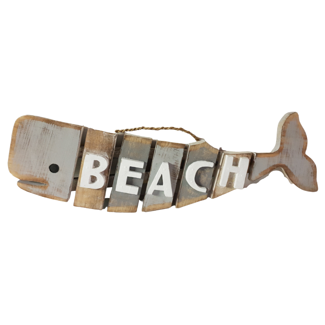 Whale Wall Art Sign on white wall 