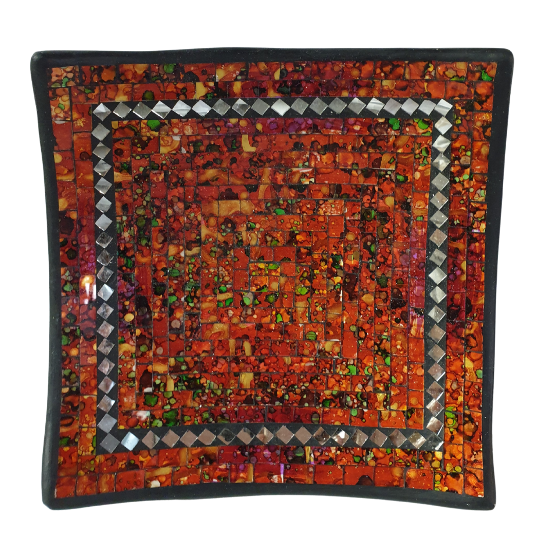 Tangerine Mosaic Square Bowls