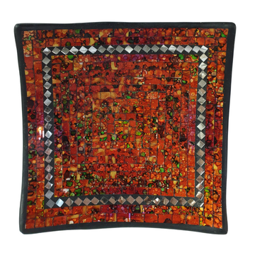 Tangerine Mosaic Square Bowls
