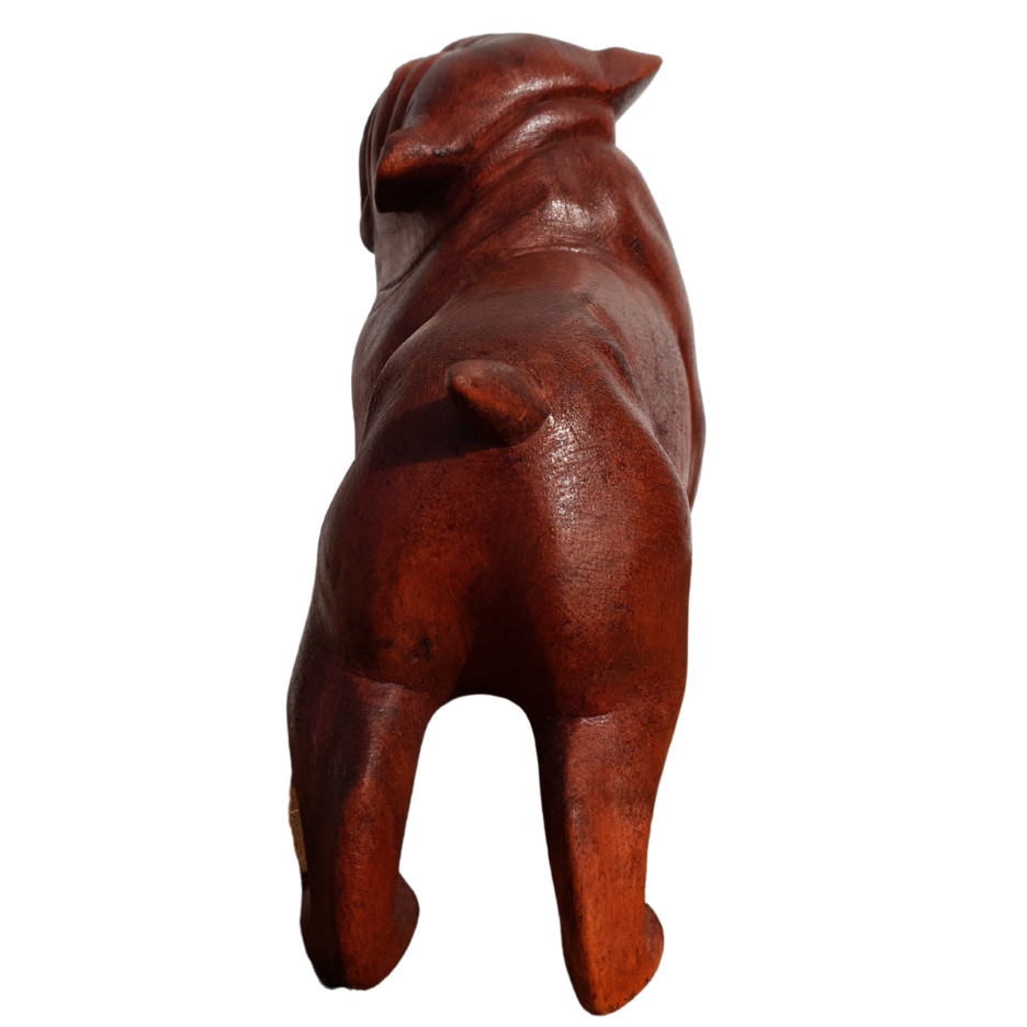 Wooden Bull Dog Back View 